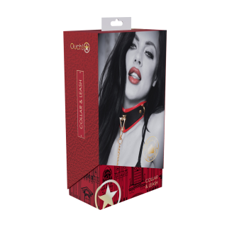 Milan Collection - Collar with Leash - Black/Red - Ouch! by Shots | To