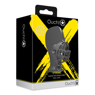 Muzzle with Removable Ball Gag - Black - Ouch! by Shots | Toy4Love