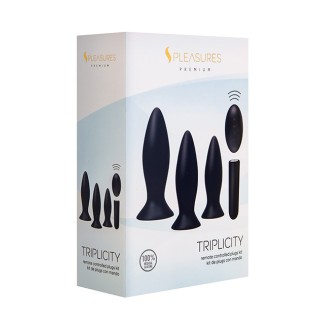 S Pleasures Premium Triplicity Plugs Kit Black - S Pleasures Premium L