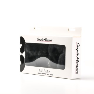 Simple Pleasure kajdanki erotyczne metalowe z futerkiem czarne | Toy4L