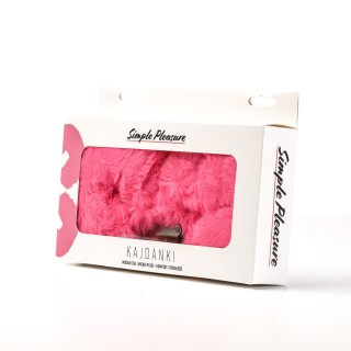 Simple Pleasure kajdanki erotyczne metalowe z futerkiem ciemno różowe 