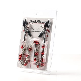 Simple Pleasure zaciski na sutki łańcuszek dzwoneczki srebrne | Toy4Lo