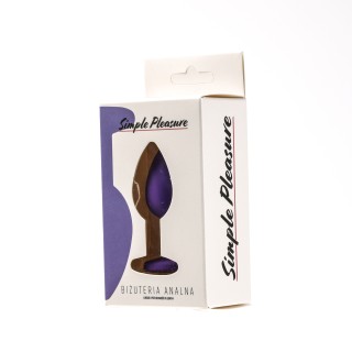 korek analny silikonowy fioletowy rozmiar s kryształ czerwony - Simple