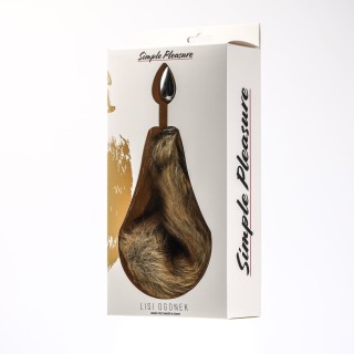 korek analny stalowy srebrny rozmiar s lisi ogonek brązowy - Simple Pl