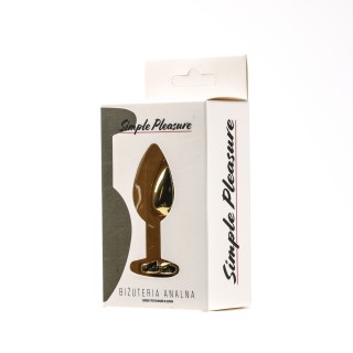 korek analny stalowy złoty rozmiar s kryształ czarne serce - Simple Pl