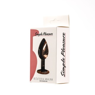 korek analny stalowy różowe złoto rozmiar s kryształ ciemno różowy - S