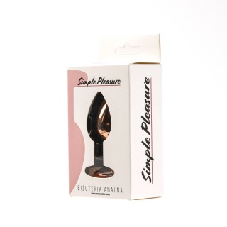 korek analny stalowy różowe złoto rozmiar s kryształ biały - Simple Pl