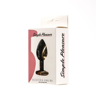 Simple Pleasure korek analny stalowy złoty rozmiar s kryształ ciemno r
