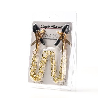 zaciski na sutki łańcuszek złoty - Simple Pleasure | Toy4Love