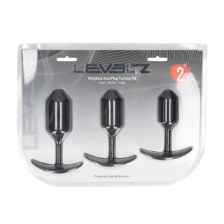 Silicone Weighted Anal Plug Training Set of 3 - Black - Levelz by Shot