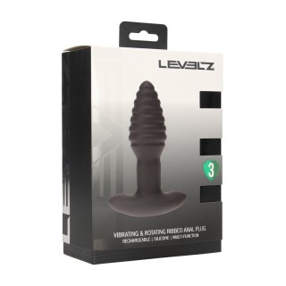 Vibrating and Rotating Ribbed Silicone Anal Plug - Black | Toy4Love