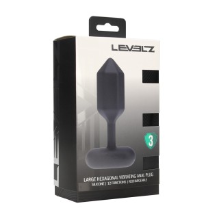 Hexagonal Vibrating Silicone Anal Plug - L - Black - Levelz by Shots |