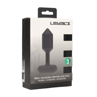 Hexagonal Vibrating Silicone Anal Plug - S - Black - Levelz by Shots |