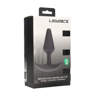 Classic Vibrating Silicone Anal Plug - M - Black - Levelz by Shots | T