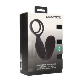 Vibrating Silicone Prostate Stimulator with Cock and Ball Ring - Black