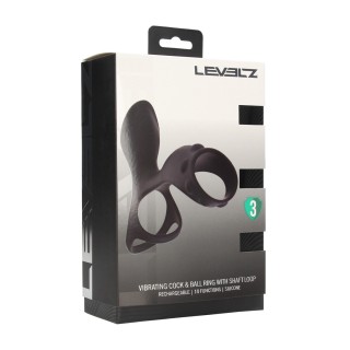 Vibrating Silicone Cock and Ball Ring with Shaft Loop - Black | Toy4Lo