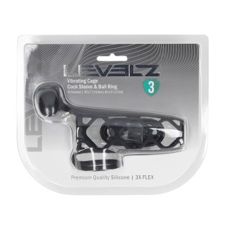 Vibrating Cage Silicone Cock Sleeve and Ball Ring - Black - Levelz by 