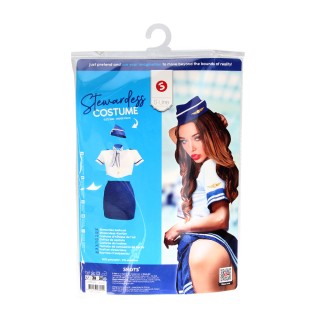 Stewardess Costume - S/M - Blue/White | Toy4Love