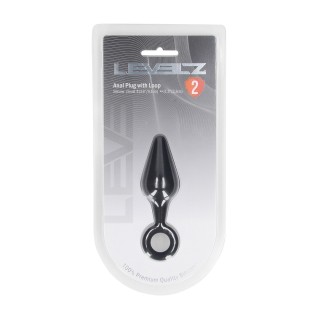 Silicone Anal Plug with Loop - S - Black | Toy4Love