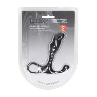 Rippled with Hard Loop Silicone Prostate Massager - S - Black | Toy4Lo