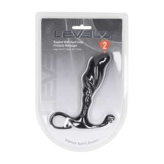 Rippled with Hard Loop Silicone Prostate Massager - L - Black | Toy4Lo