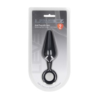 Silicone Anal Plug with Loop - L - Black | Toy4Love