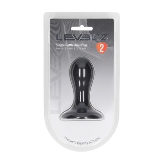 Single Rattle Liquid Silicone Anal Plug - S - Black - Levelz by Shots 