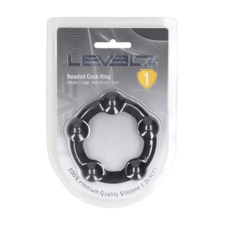 Beaded Silicone Cockring - L - 45mm - Black | Toy4Love