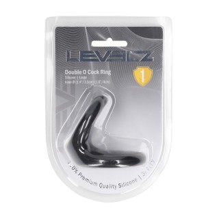 Double O Silicone Cockring - L - Black - Levelz by Shots | Toy4Love