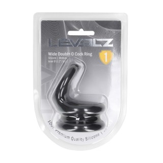 Wide Double O Silicone Cockring - M - Black - Levelz by Shots | Toy4Lo