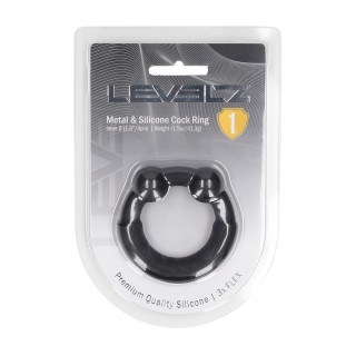Metal and Silicone Cockring - Black - Levelz by Shots | Toy4Love