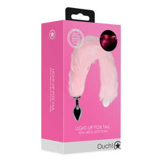 Light-up Fox Tail with Metal Butt Plug - Pink - Ouch! by Shots | Toy4L