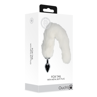 Fox Tail with Metal Butt Plug - White | Toy4Love