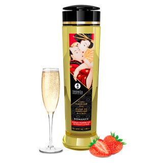 Shunga massage oil romance sparkling strawberry wine | Toy4Love