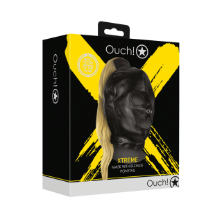 Mask with Blonde Ponytail - Black - Ouch! by Shots | Toy4Love