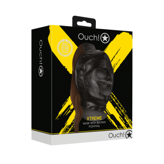 Mask with Brown Ponytail - Black - Ouch! by Shots | Toy4Love